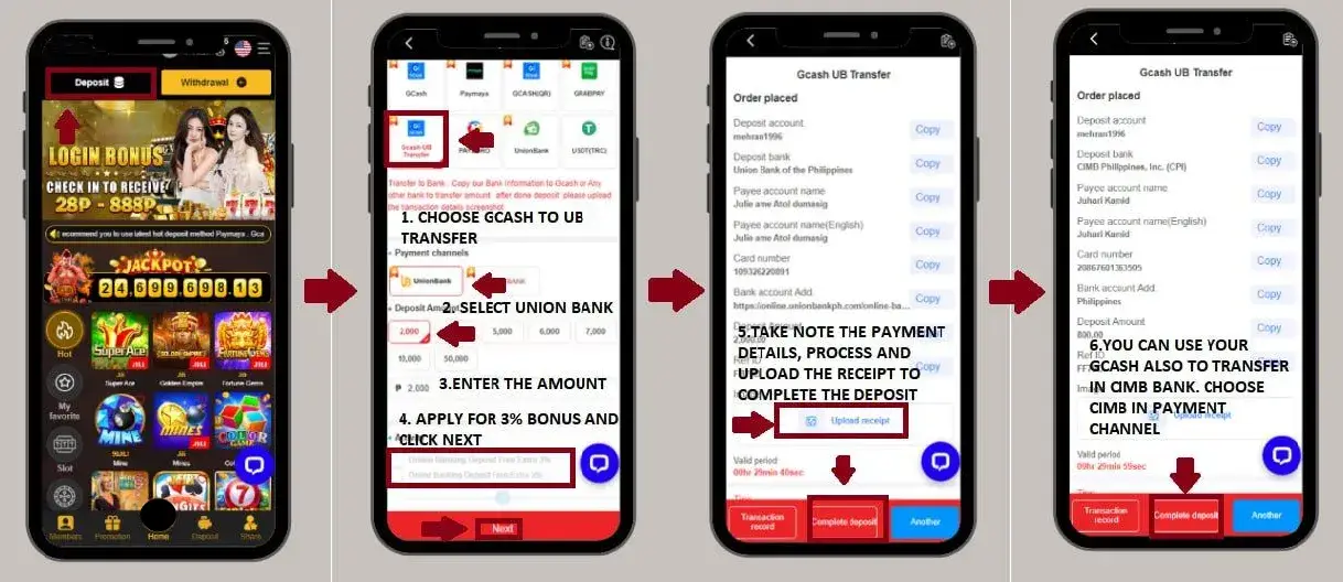 Pinoy168 Deposit using Online banking