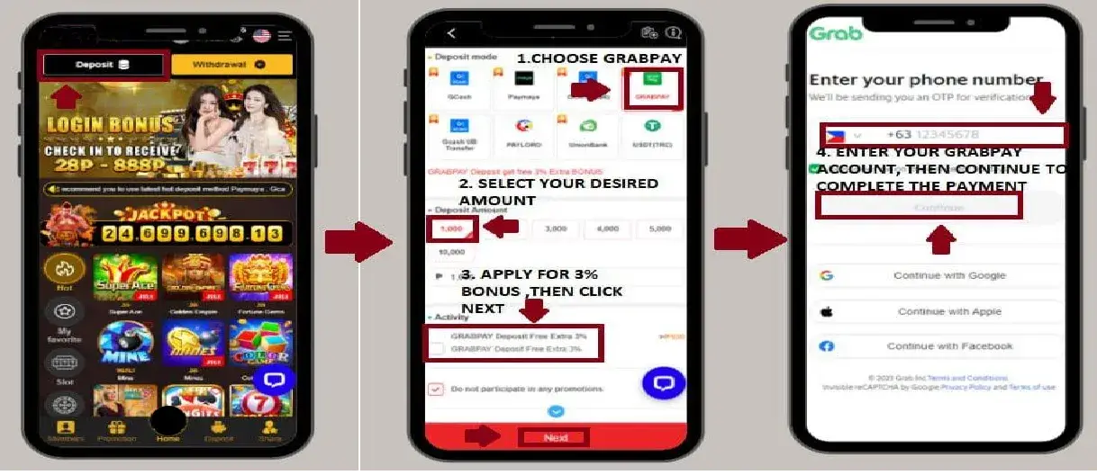 Pinoy168 Deposit with Grabpay